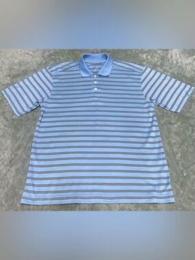 Callaway Golf Light Blue Striped Short Sleeve Polo Shirt Micro Polyester Men’s L